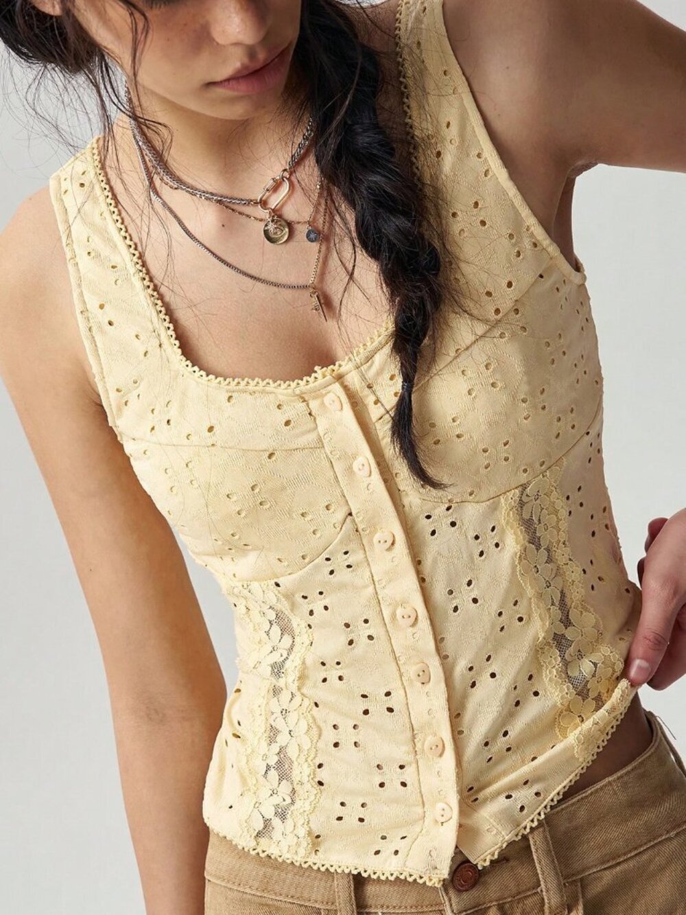 Yellow Casual Women's Modest Knit Tank Top Vacation